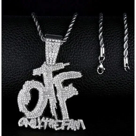 OTF (Chain)-(Silver)-(Hip Hop)-(New)-(Zirconia)-$40.00 - Picture 1 of 7